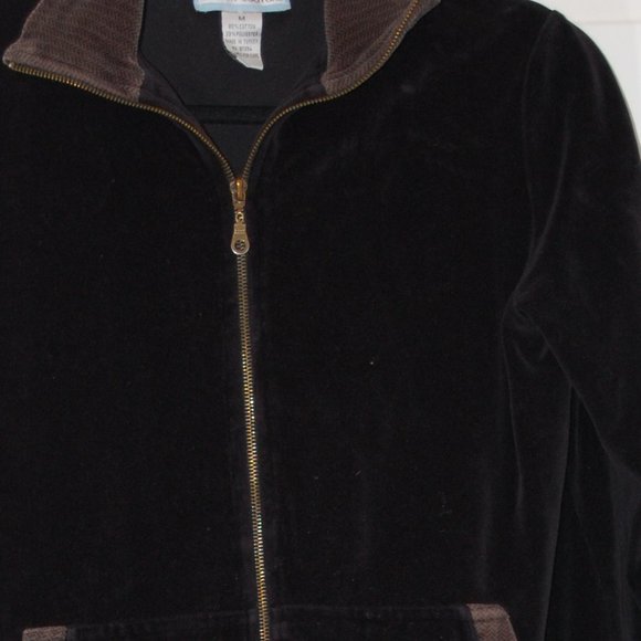 COTTON COUTURE Black/ Gray Velour Jacket Size M - Picture 3 of 12